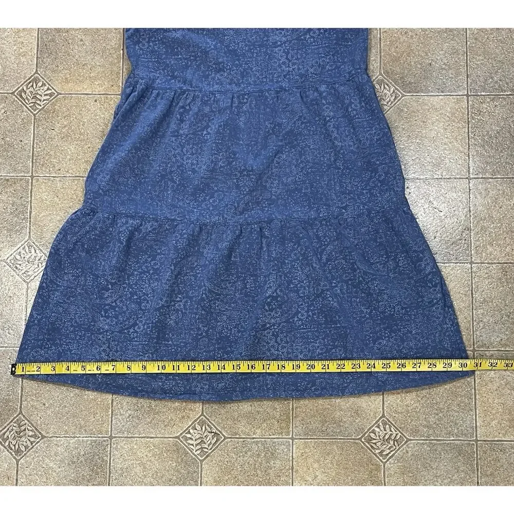 Frye Dress Bandana Blue Sleeveless Dress Cotton Women’s Size Medium Pockets